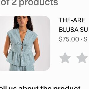 Blue Gingham Tie-Front Peplum Blouse THE-ARE BLUSA SUNNY HUNNY SMALL